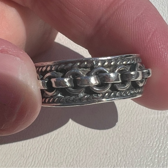 Vintage Sterling Silver Chain Link Ring - Picture 9 of 11